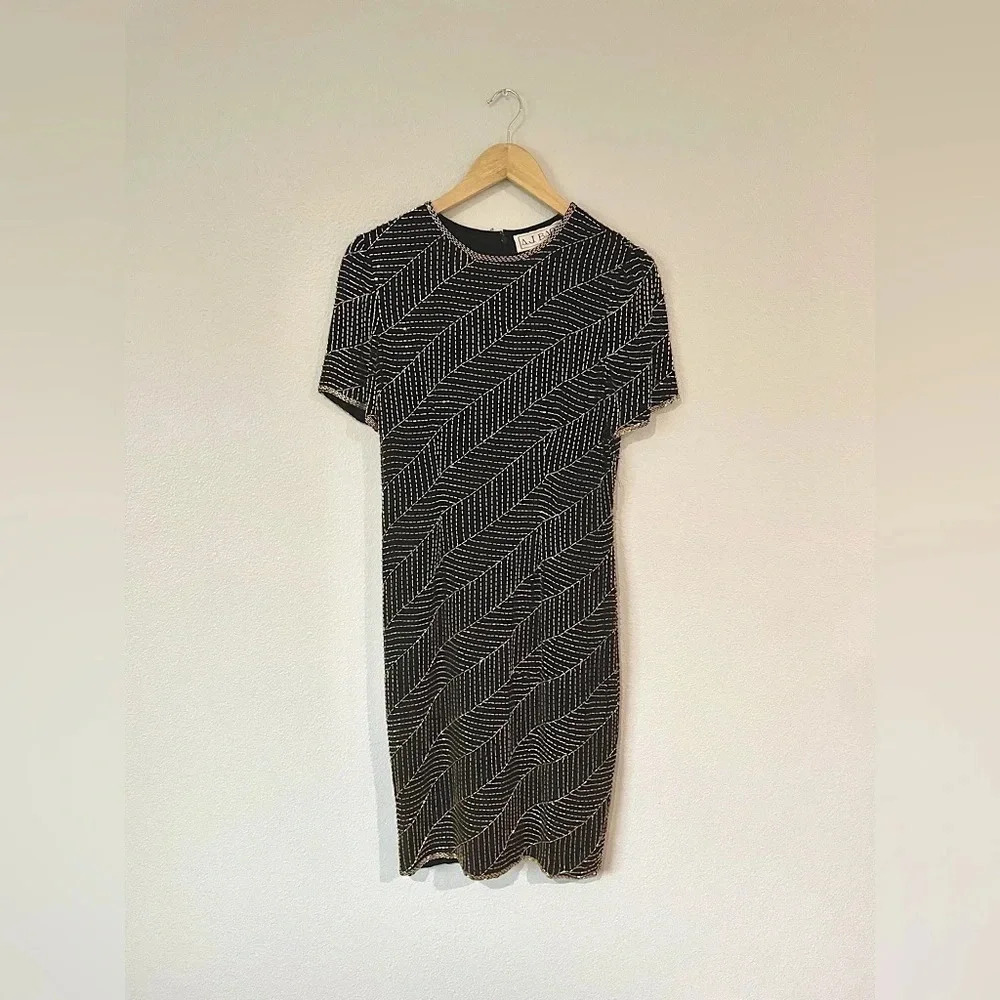 AJ Bari Vintage 100% silk Beaded Dress